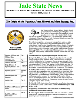 Jade State News WYOMING STATE MINERAL and GEM SOCIETY, Inc