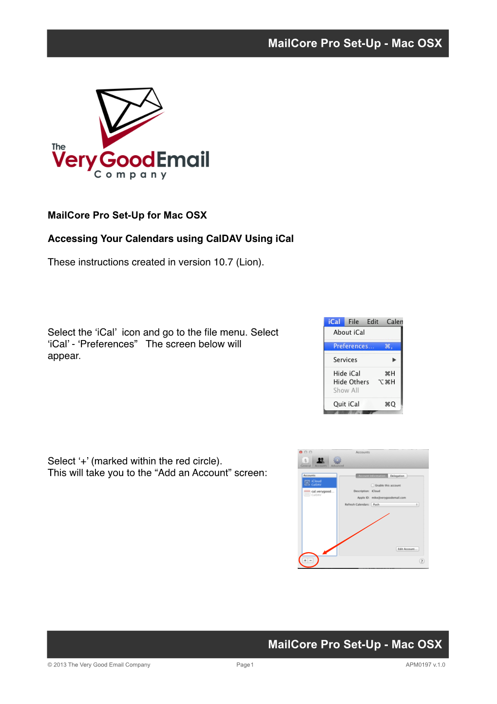 APM0197 Mailcore Pro Set-Up Guide for OSX V1.0