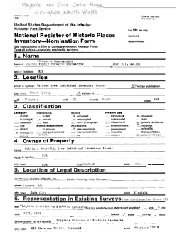 National Register of Historic Inventory