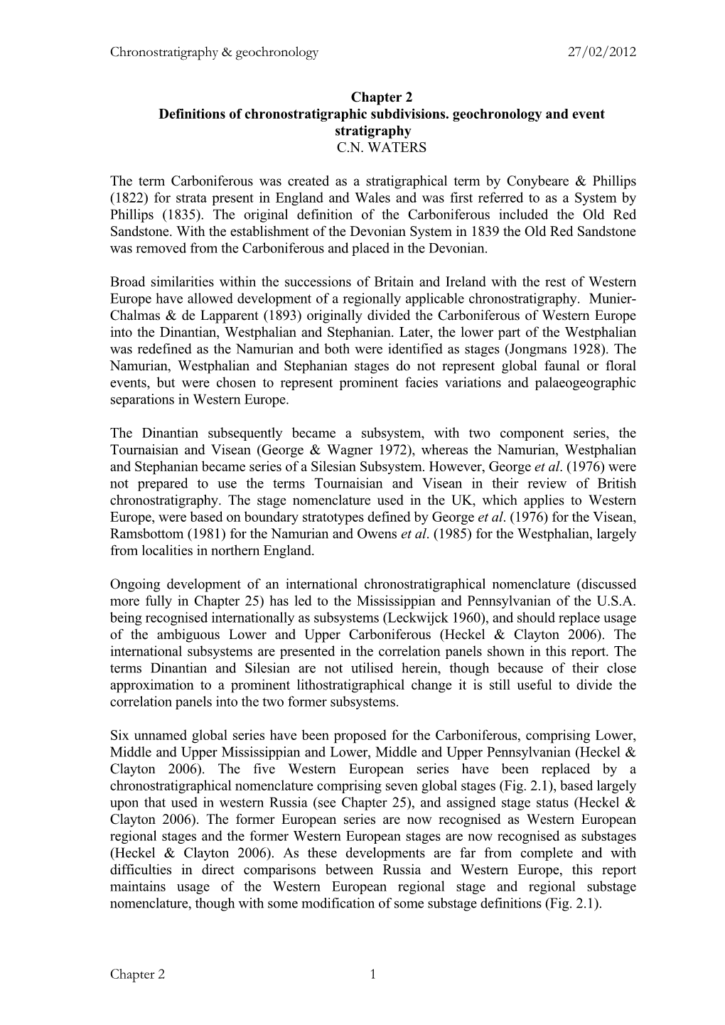 Chronostratigraphy & Geochronology 27/02/2012 Chapter 2 1 Chapter 2