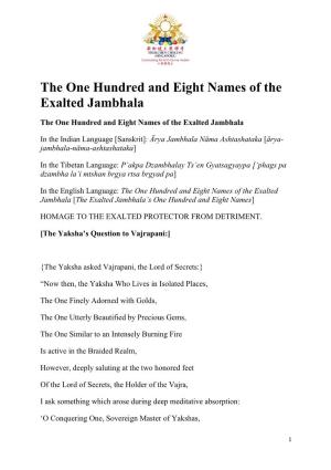 The One Hundred and Eight Names of the Exalted Jambhala