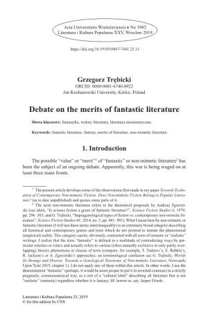 Debate on the Merits of Fantastic Literature