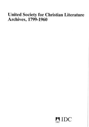 United Society for Christian Literature Archives, 1799-1960
