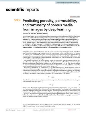 Predicting Porosity, Permeability, and Tortuosity of Porous Media from Images by Deep Learning Krzysztof M