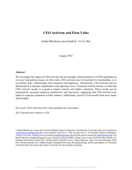 CEO Activism and Firm Value