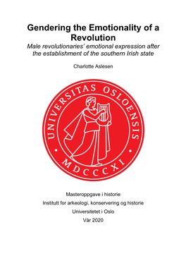 Gendering the Emotionality of a Revolution Male Revolutionaries’ Emotional Expression After the Establishment of the Southern Irish State