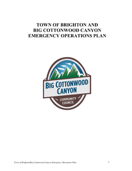 Town of Brighton and Big Cottonwood Canyon Emergency Operations Plan