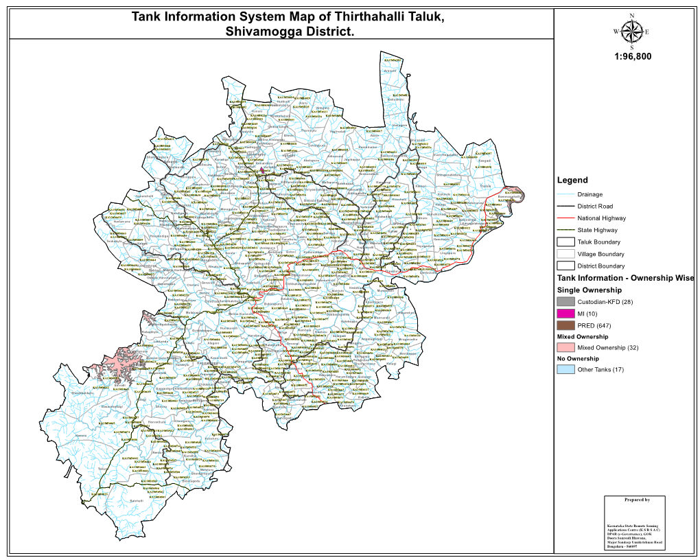 Tank Information System Map of Thirthahalli Taluk, Shivamogga District ...