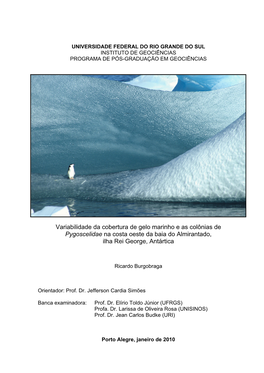 Variabilidade Da Cobertura De Gelo Marinho E As Colônias De Pygoscelidae Na Costa Oeste Da Baia Do Almirantado, Ilha Rei George, Antártica