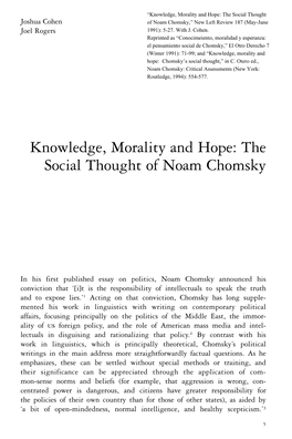 The Social Thought of Noam Chomsky