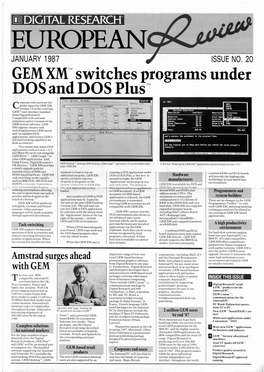 GEM XAKM Switches Programs Under DOS and DOS Plustm