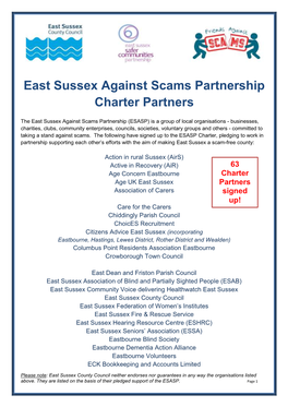East Sussex Against Scams Partnership Charter Partners