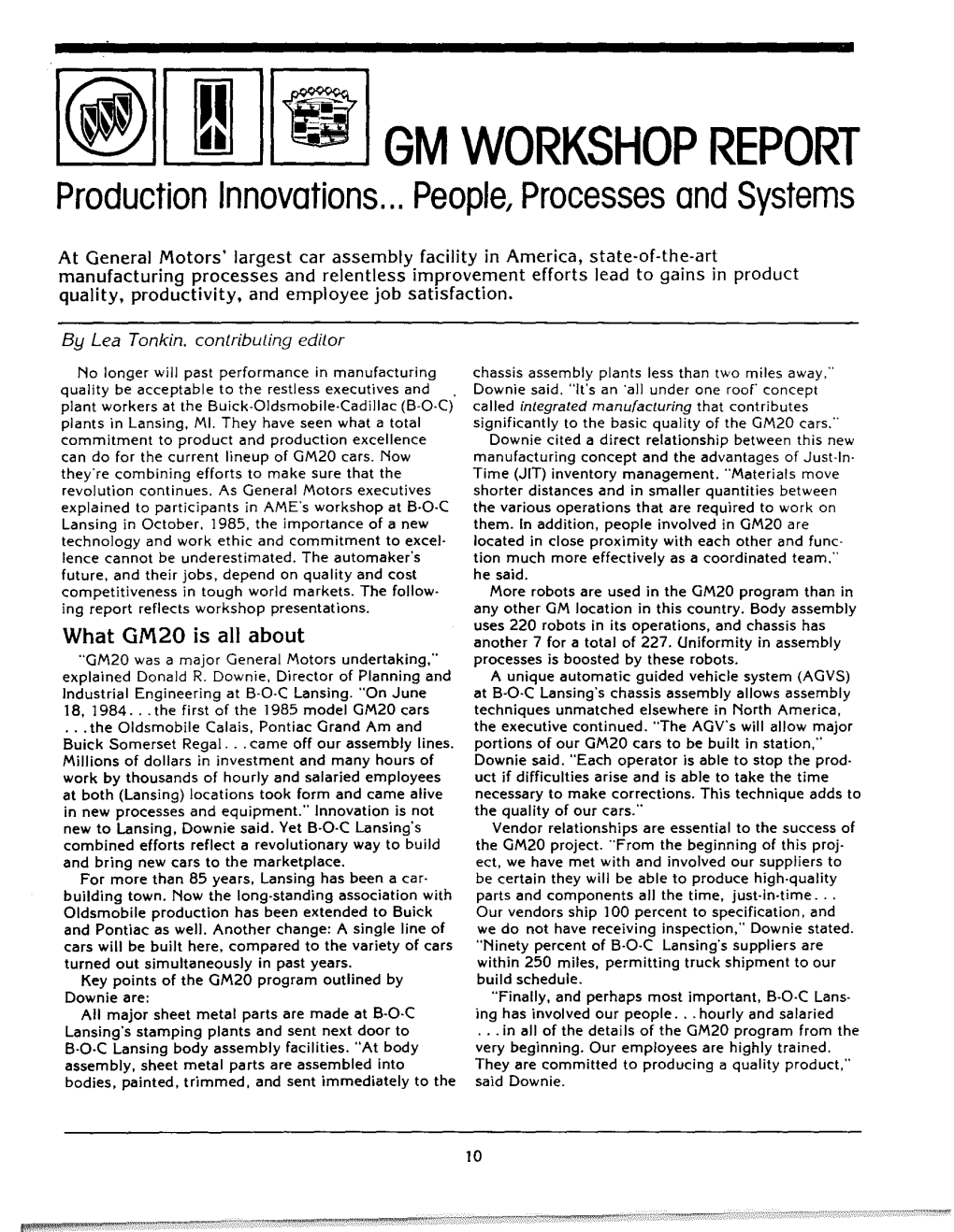 GM WORKSHOP REPORT Production Innovations