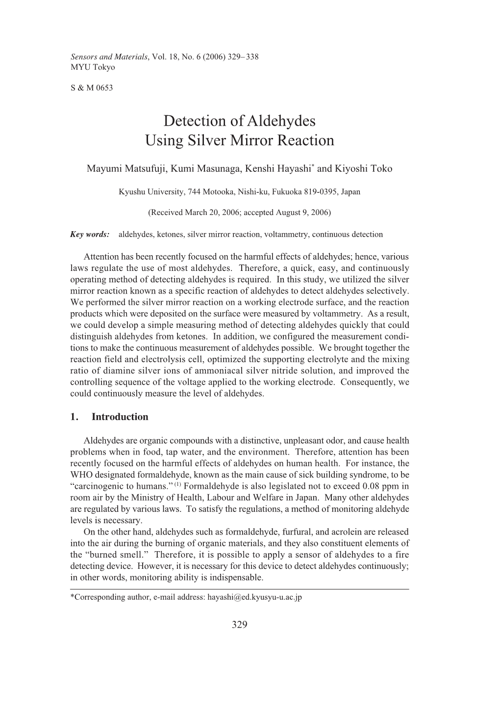 Detection of Aldehydes Using Silver Mirror Reaction