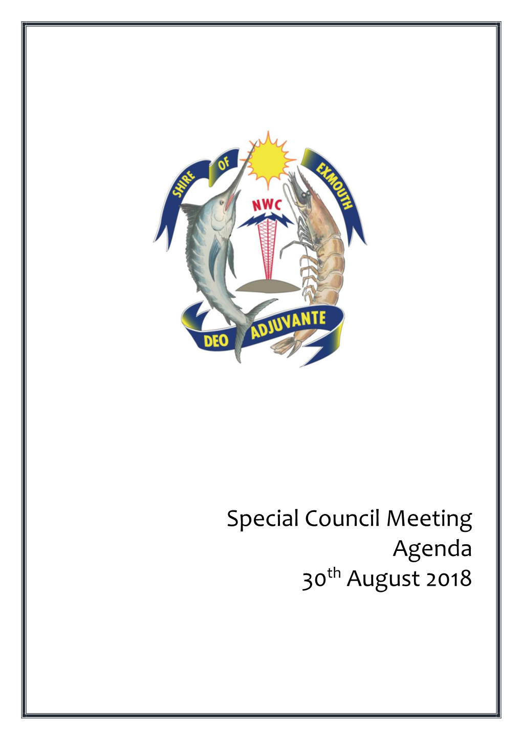 Special Council Meeting Agenda 30Th August 2018