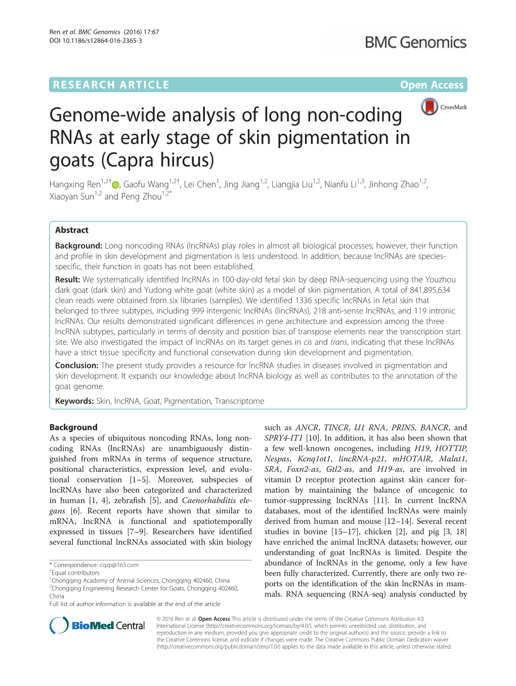 Genome-Wide Analysis of Long Non-Coding Rnas