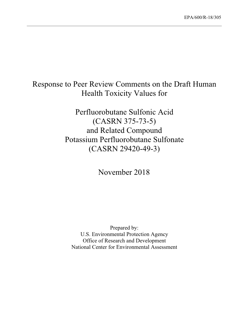 Response to Peer Review Comments on PFBS