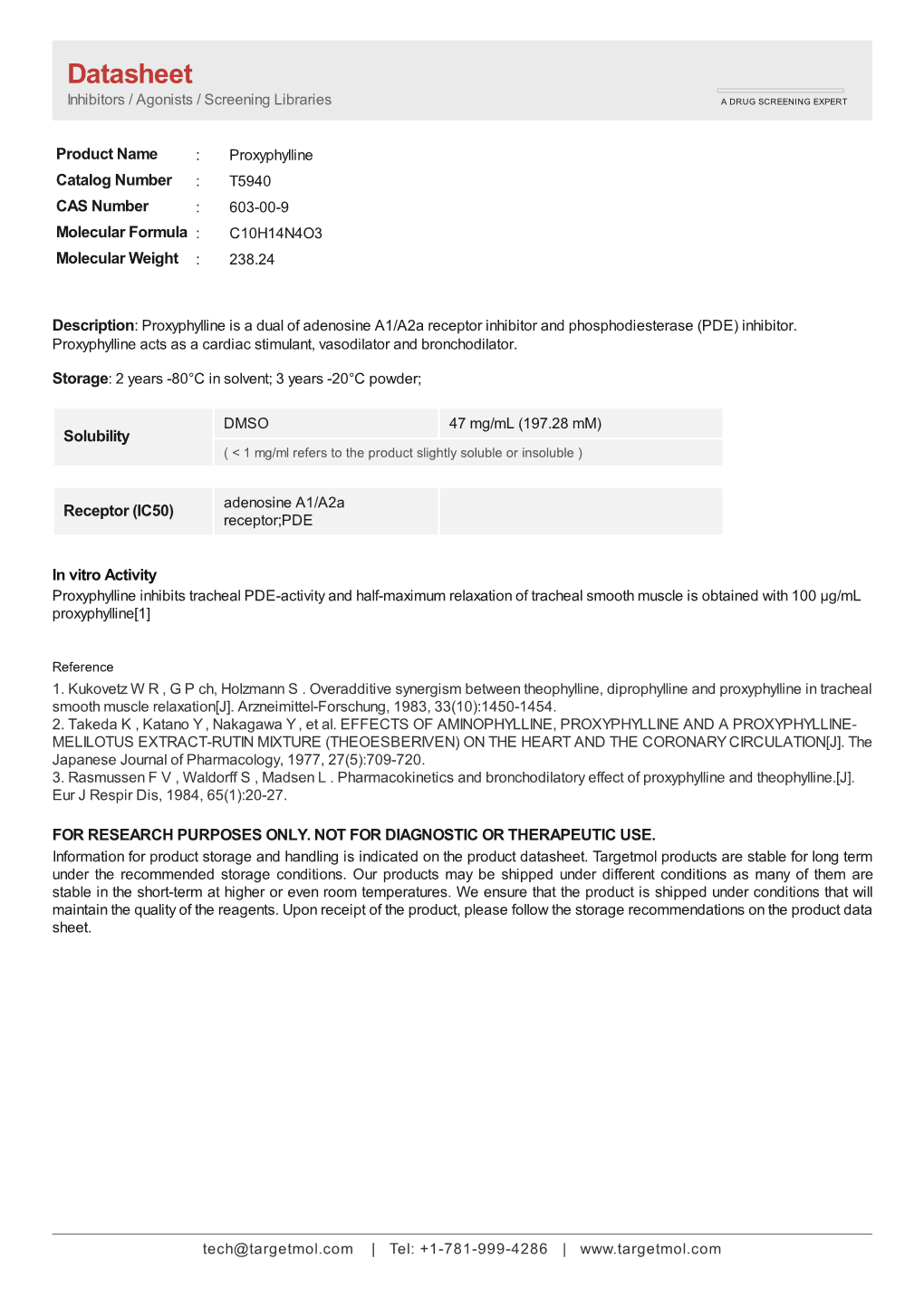 Datasheet Inhibitors / Agonists / Screening Libraries a DRUG SCREENING EXPERT