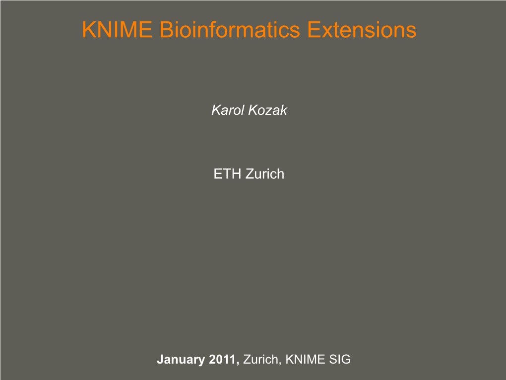 KNIME Bioinformatics Extensions