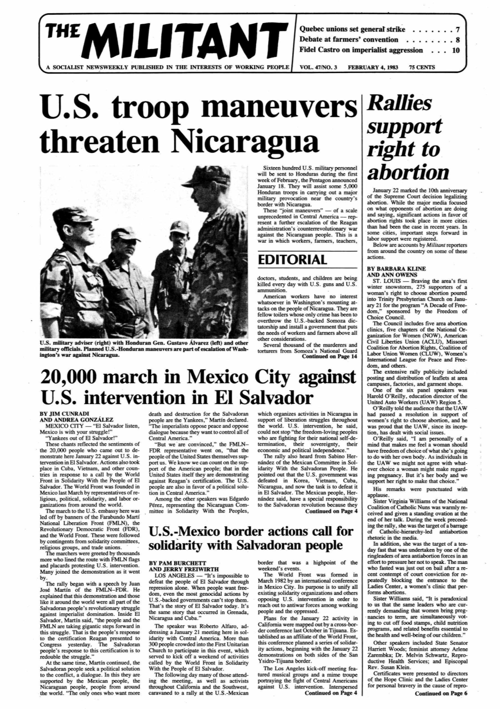 US Troop Maneuvers Rallies Threaten Ntcaragua Right To
