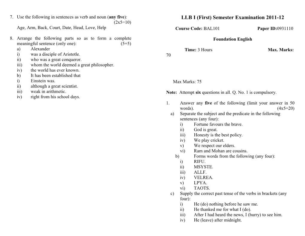 BBA Iind SEMESTER EXAMINATION 2008-09 s20