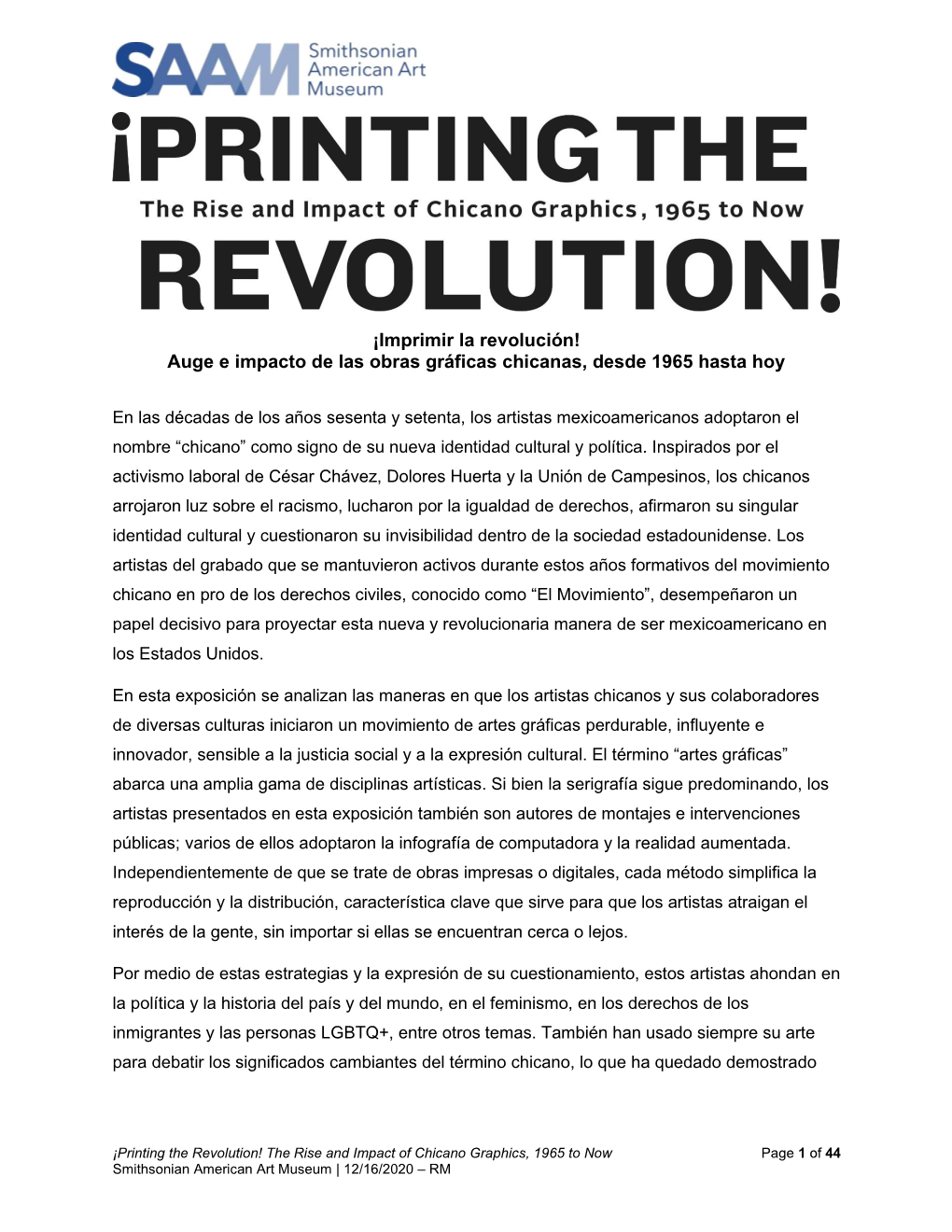 Printing the Revolution Exhibition Wall Text (Spanish) | Smithsonian