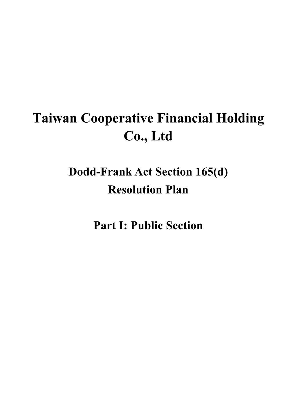 Taiwan Cooperative Financial Holding Co., Ltd