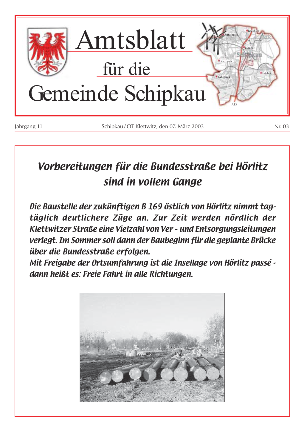 Amtsblatt Für Die Gemeinde Schipkau 03/03 1