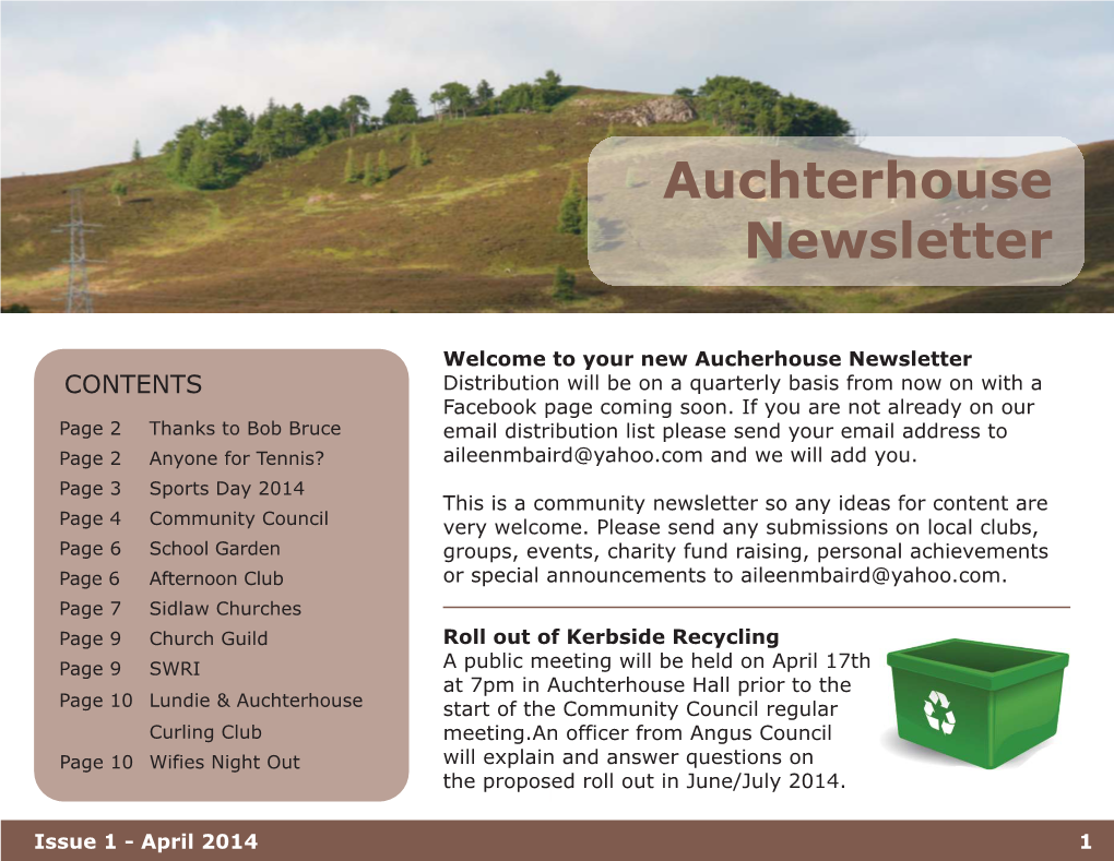 Auchterhouse Newsletter April 2014