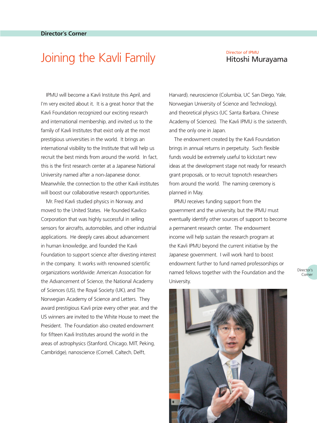 Joining the Kavli Family Hitoshi Murayama