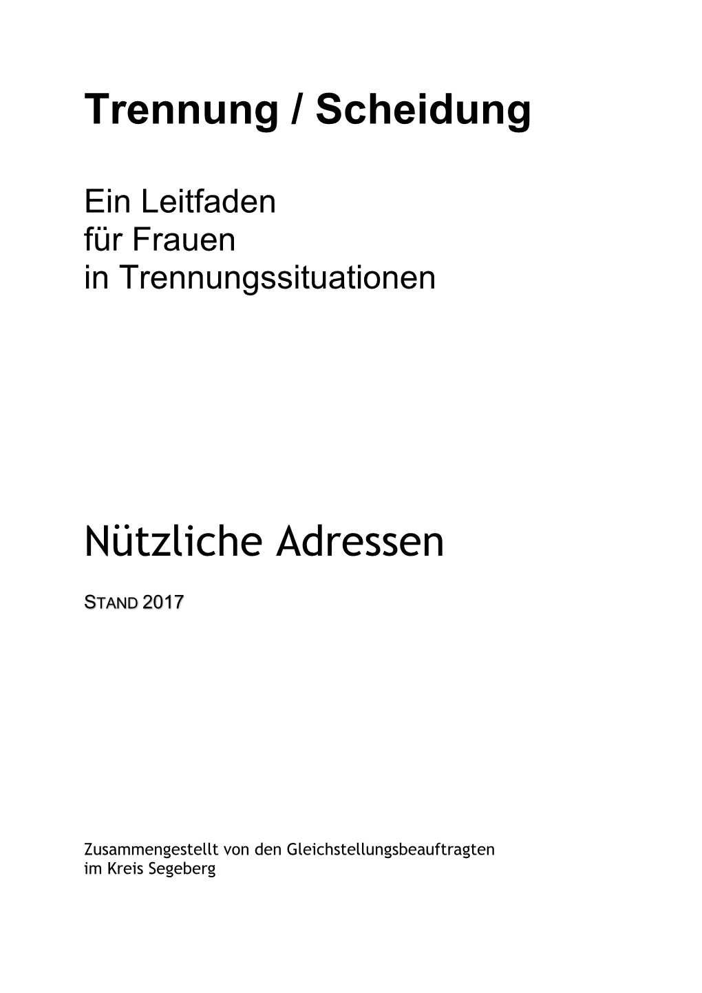 Trennung / Scheidung Nützliche Adressen