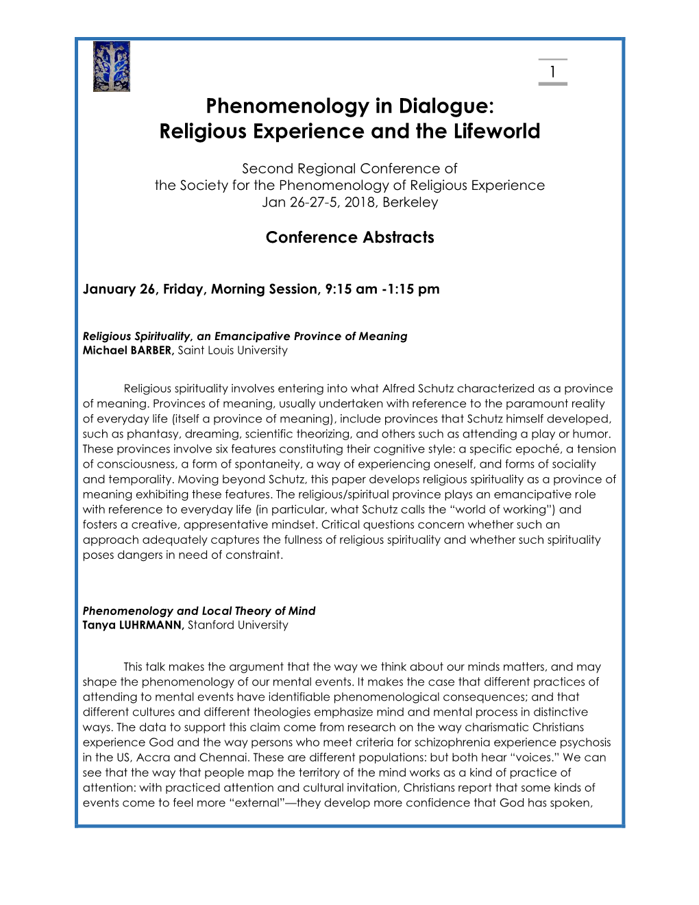 Phenomenology in Dialogue: Religious Experience and the Lifeworld