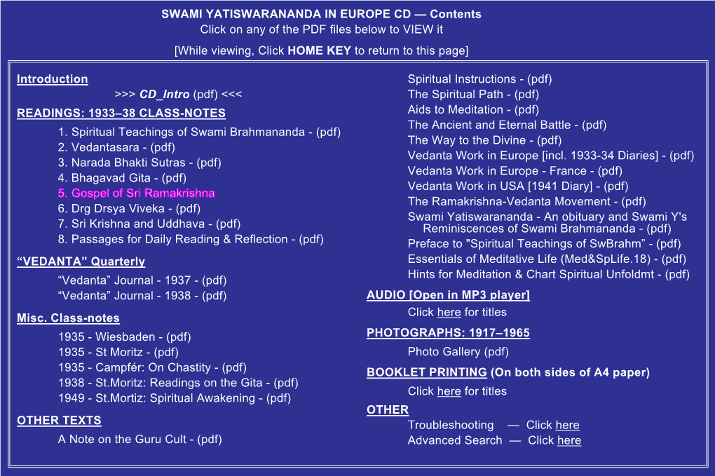 Readings on the Gospel of Sri Ramakrishna