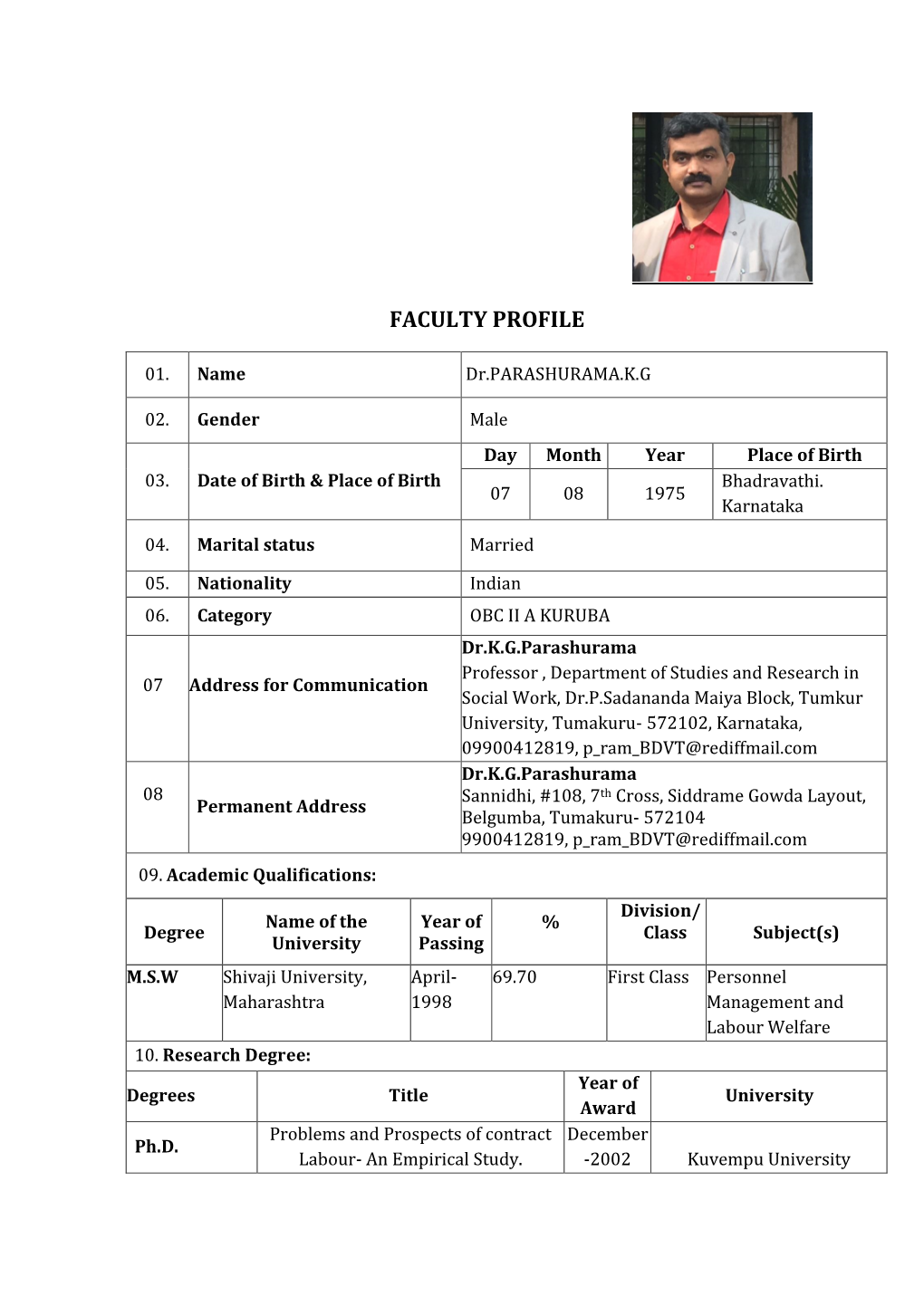 Faculty Profile