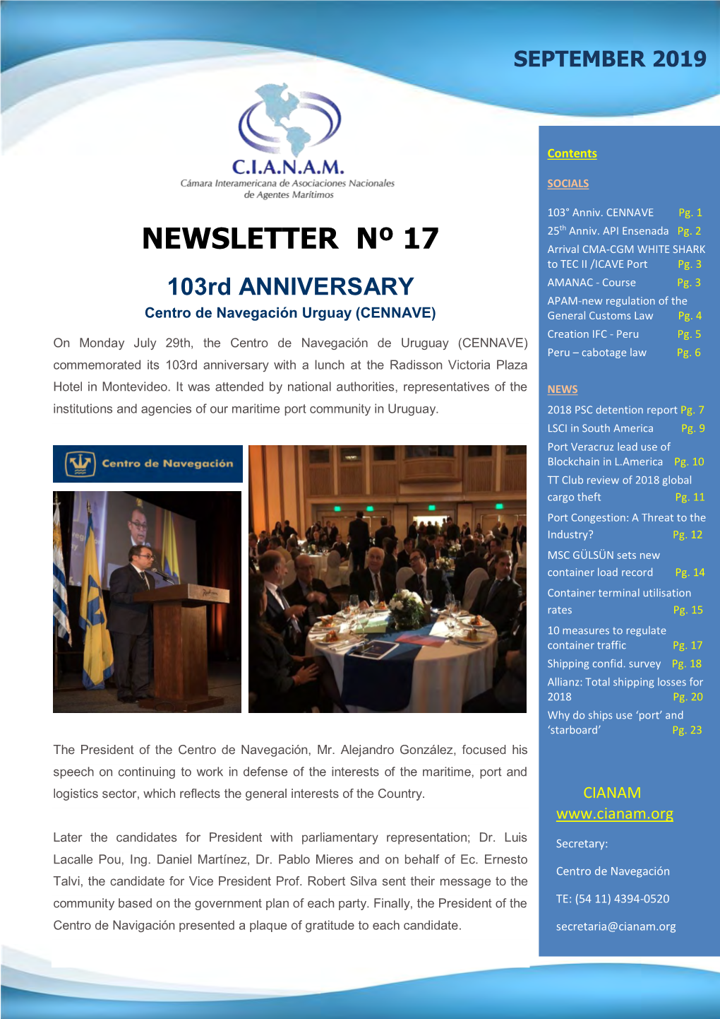 Newsletter Nº 17 – September 2019