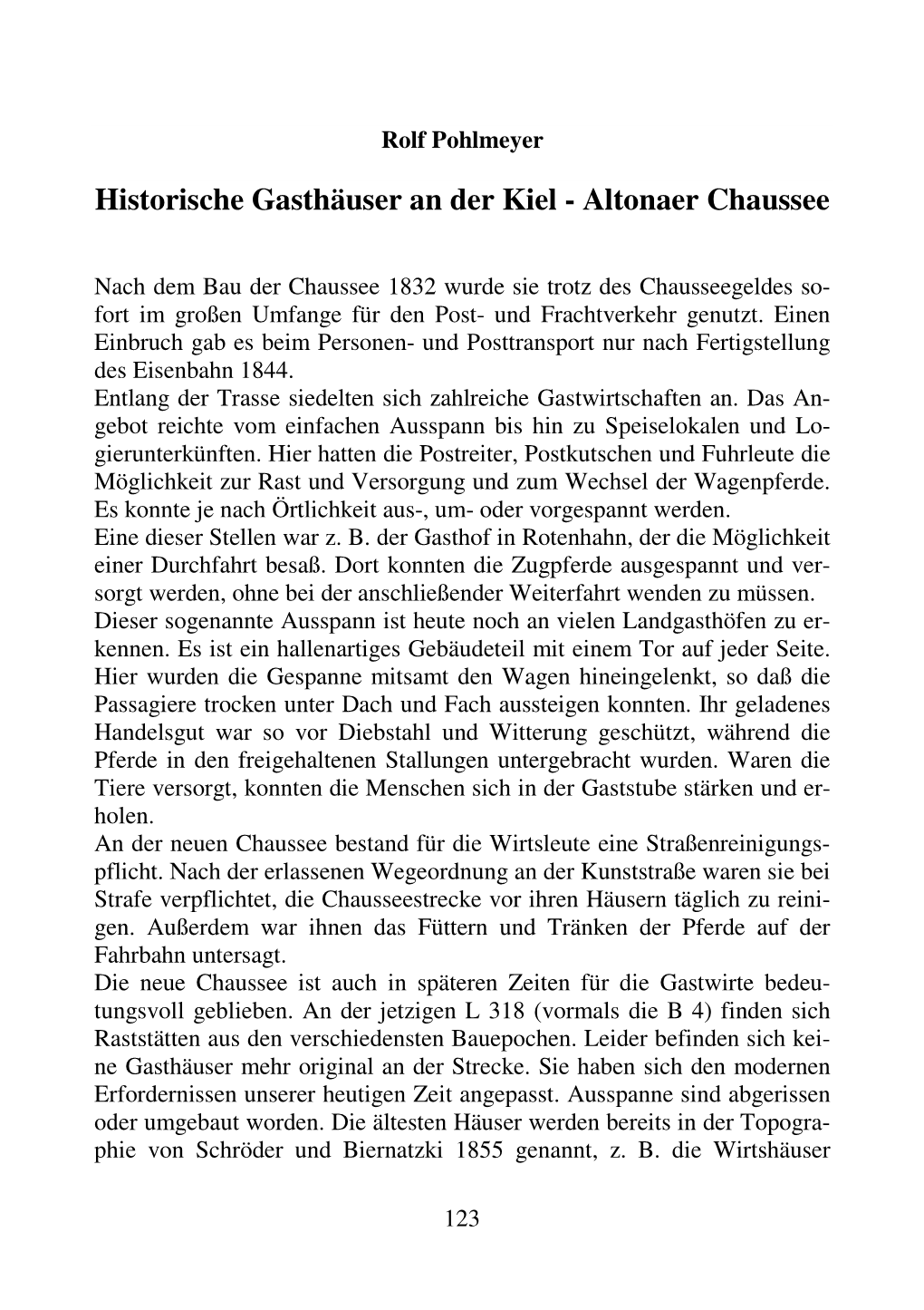 Historische Gasthäuser an Der Kiel - Altonaer Chaussee