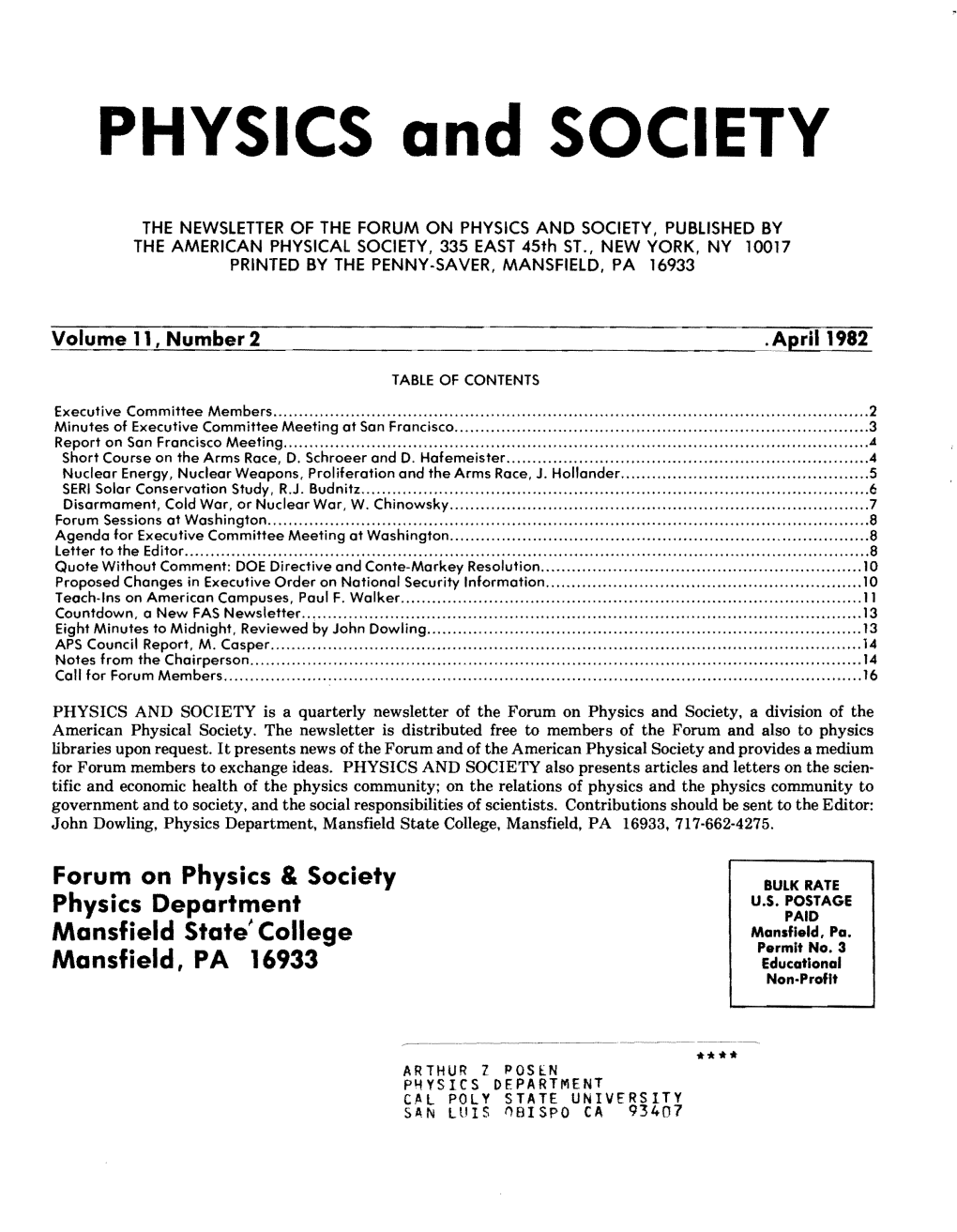 PHYSICS and SOCIETY