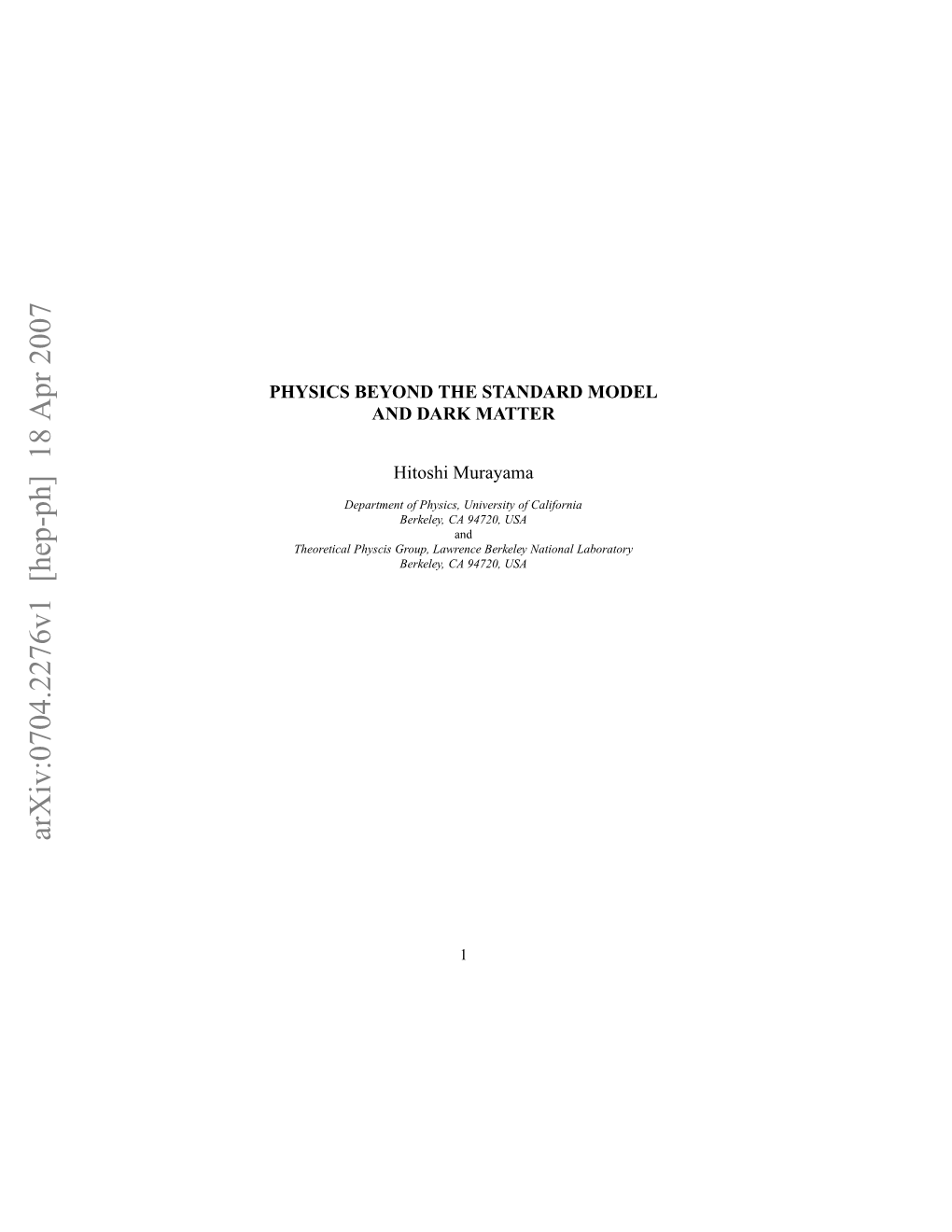 Arxiv:0704.2276V1 [Hep-Ph] 18 Apr 2007