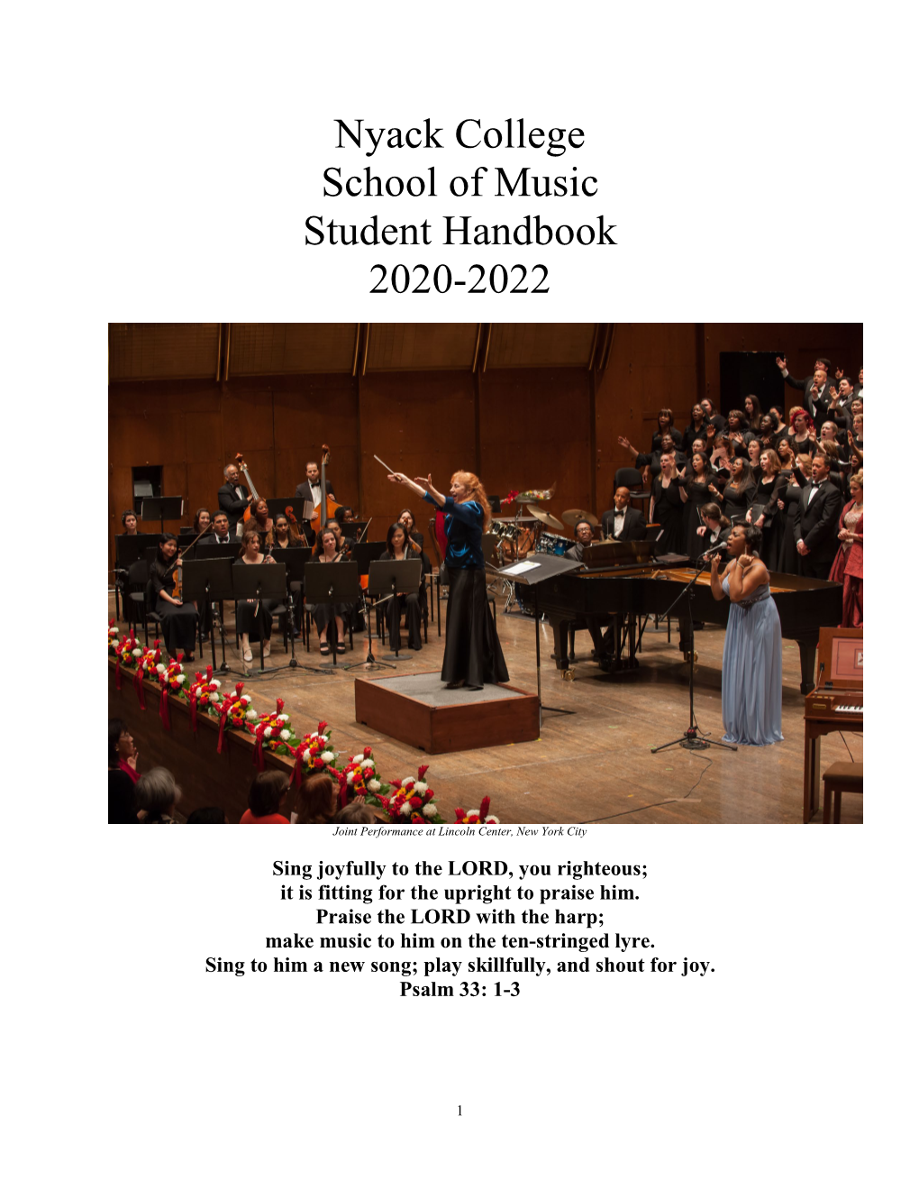 Nyack College School of Music Student Handbook 2020-2022