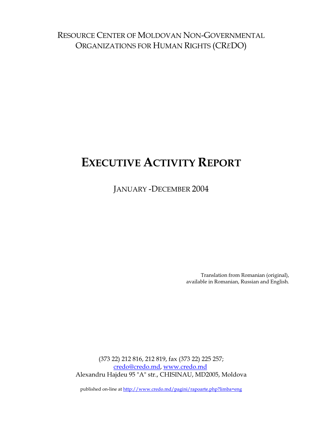 Executive Activity Report