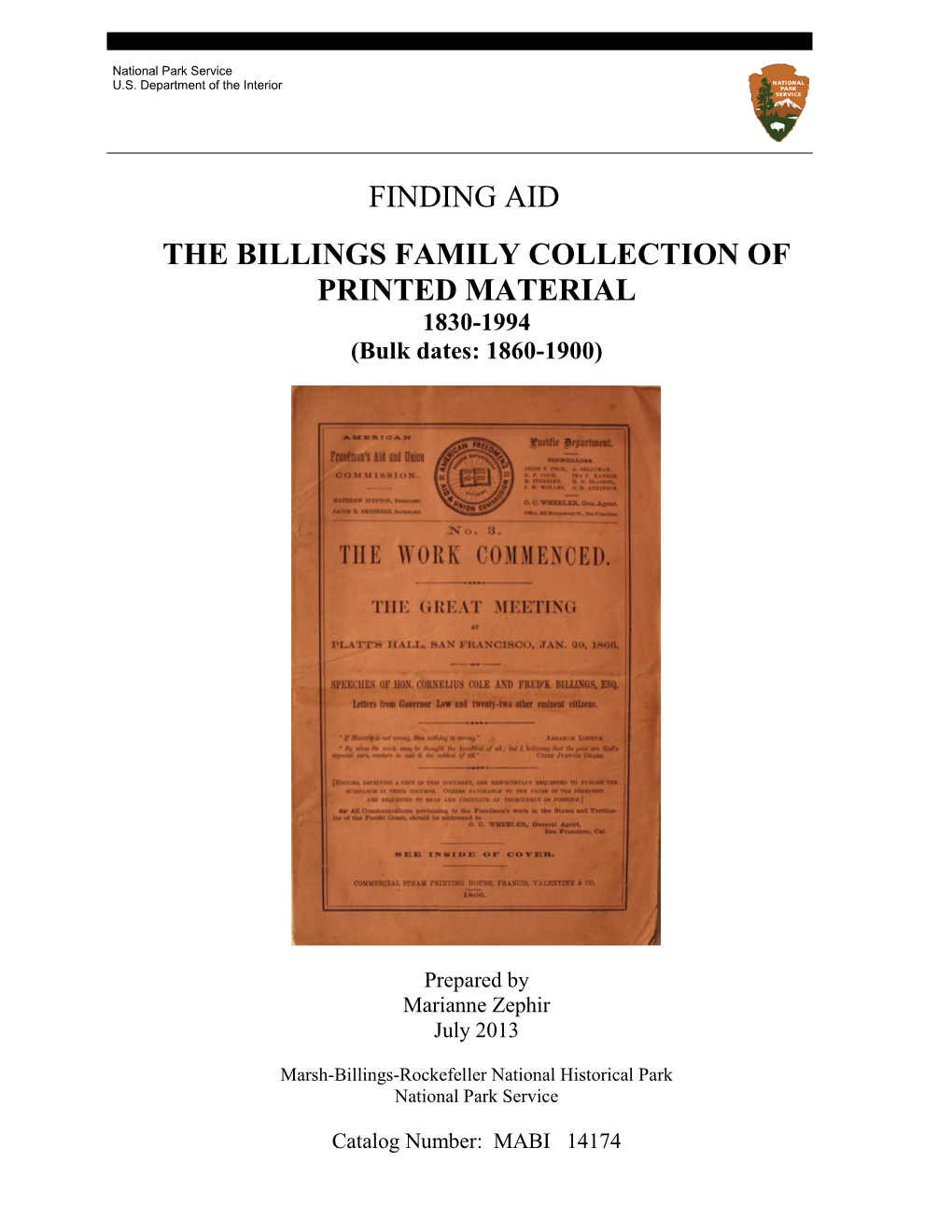 Billings Family Collection of Printed Materials