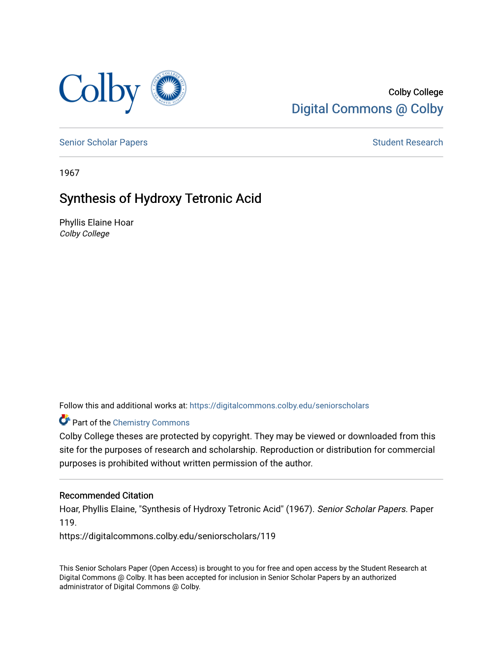 Synthesis of Hydroxy Tetronic Acid