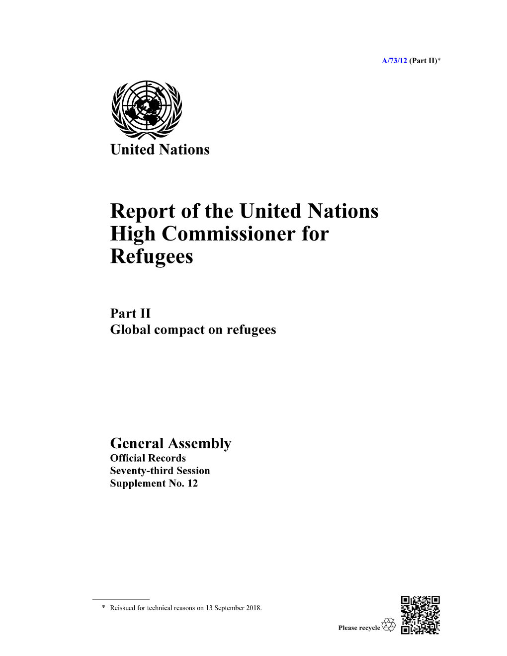 Report of the United Nations High Commissioner for Refugees