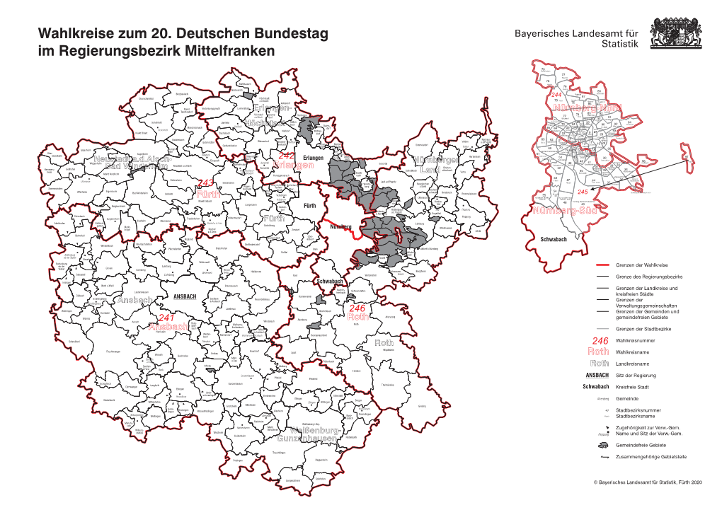 Wahlkreise Zum 20. Deutschen Bundestag Im Regierungsbezirk Mittelfranken