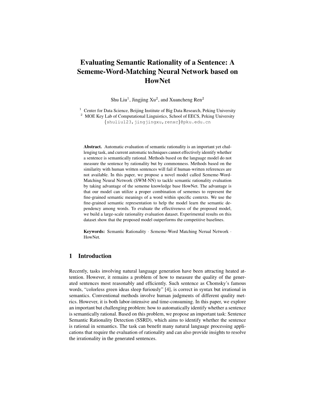 A Sememe-Word-Matching Neural Network Based on Hownet