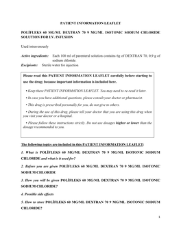 Patient Information Leaflet Polifleks 60 Mg/Ml Dextran