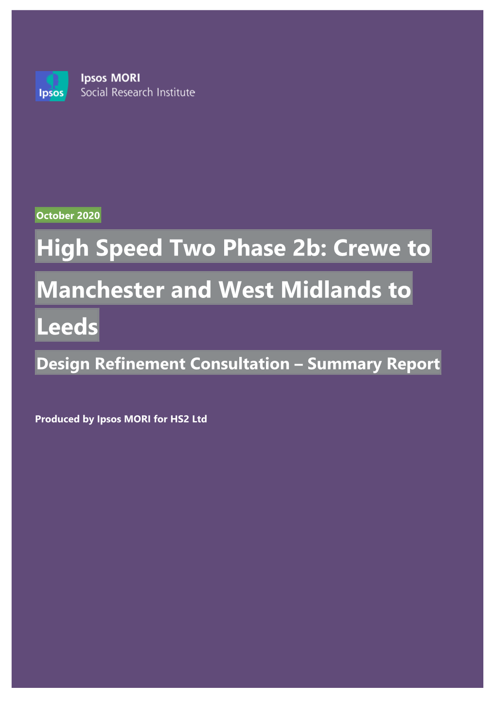 HS2 Phase 2B Design Refinement Consultation Summary