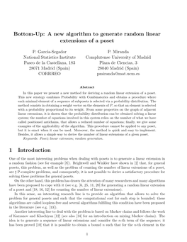 27) Bottom-UP: a New Algorithm to Generate Random Linear Extensions of a Poset