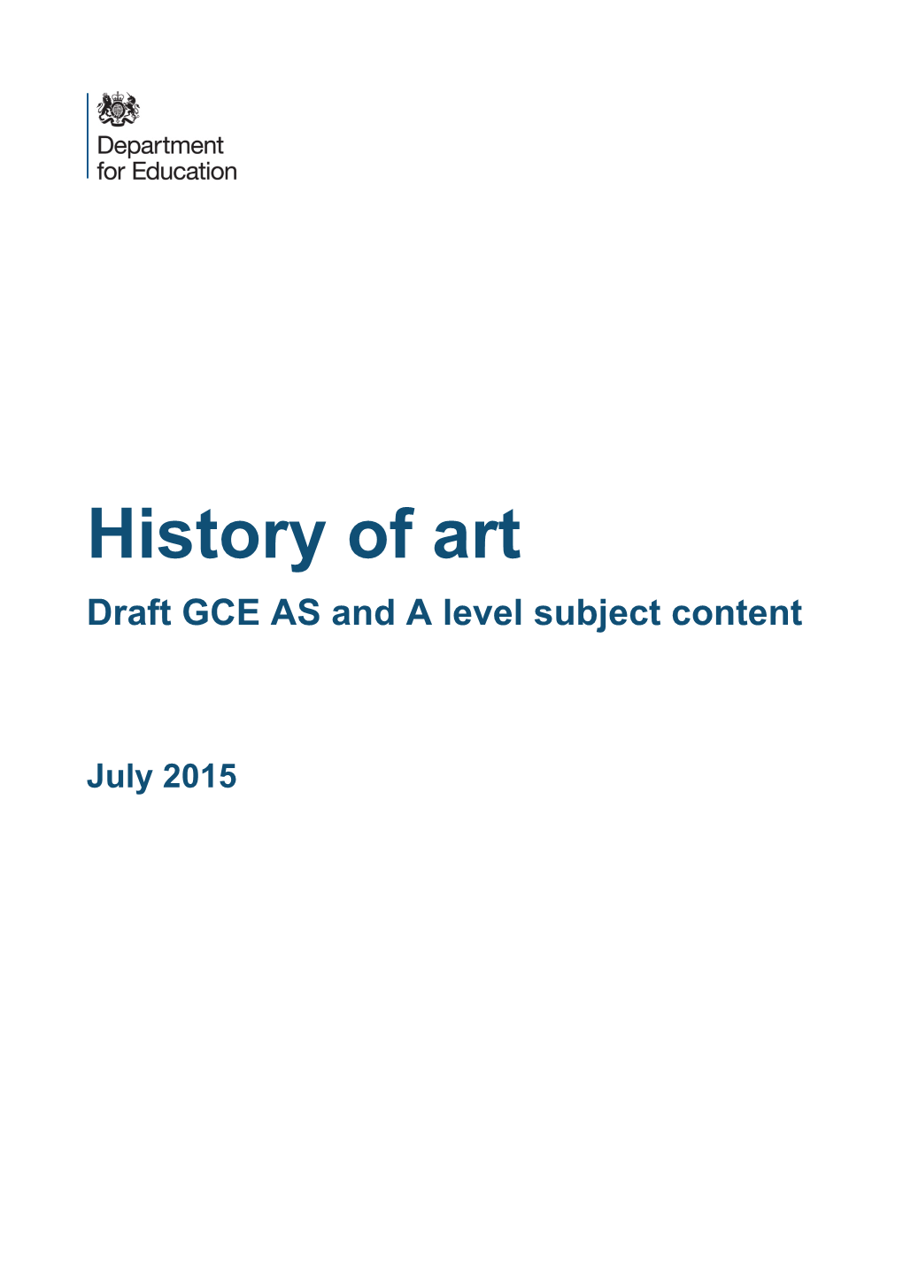 History of Art: Draft GCE AS and a Level Subject Content