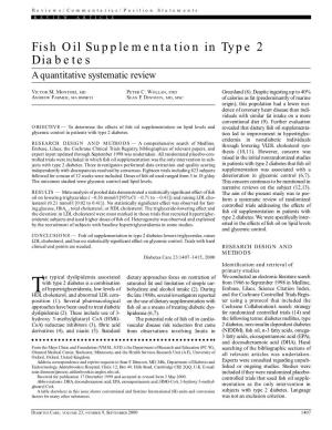 Fish Oil Supplementation in Type 2 Diabetes a Quantitative Systematic Review
